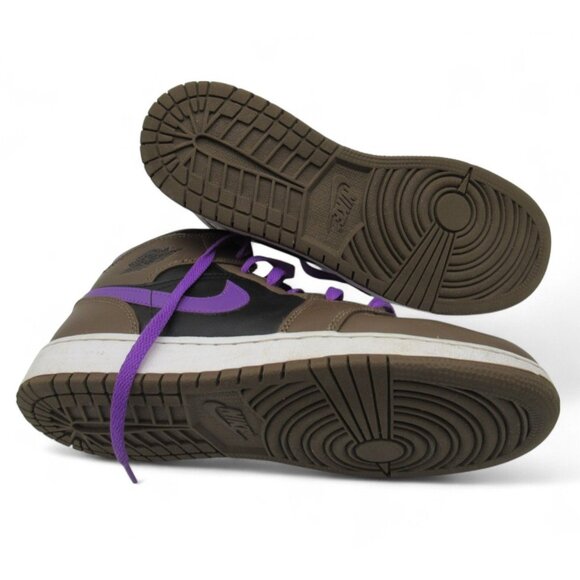 Air Jordan 1 Mid GS Sneakers Brown/Black/Purple DQ8423-215 Youth 7Y - Picture 5 of 10